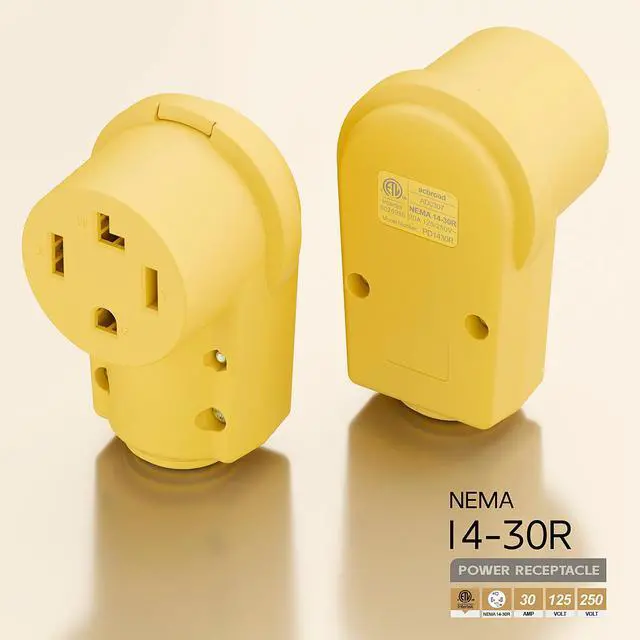 Alt view image 2 of 7 - NEMA 14-30R Plug,14-30 30A/125/250V Female Connector, (ETL Certified) 30Amp 125/250Volt Cord End Socket, Female 30A Dryer Receptacle, Heavy Duty, Yellow Color
