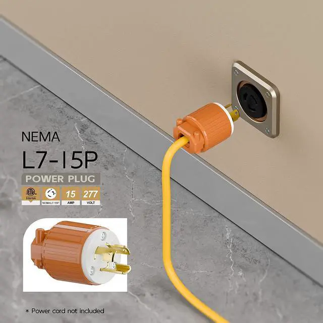Alt view image 6 of 6 - NEMA L7-15P Twist Lock Male Plug, ETL Listed 15A 277V Rewireable Cord End Connector, UL94-V0 Fire-Resistant Nylon & Solid Copper, Fits 10~18AWG SJT/SVT Cord, Orange Industrial Plug