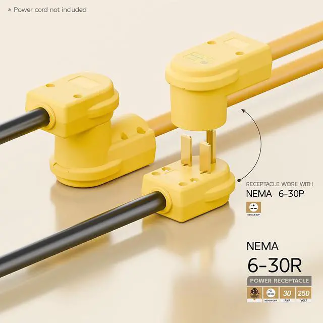 Alt view image 3 of 7 - NEMA 6-30R Plug,6-30 30A/250V Female Connector, (ETL Certified) 30Amp 250Volt Cord End Socket, Female 30A Welder Receptacle, Heavy Duty, Yellow Color