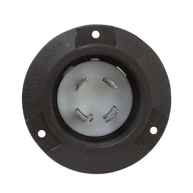 Alt view image 3 of 5 - Nema L14-30P Flanged Inlet with Waterproof Cover, 14-30P Lock in 3 Pole 4 Wire 30AMP 125/250V Male Plug,ETL Verified Nema L14-30P Inlet Black Color