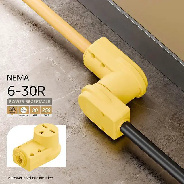Alt view image 6 of 7 - NEMA 6-30R Plug,6-30 30A/250V Female Connector, (ETL Certified) 30Amp 250Volt Cord End Socket, Female 30A Welder Receptacle, Heavy Duty, Yellow Color