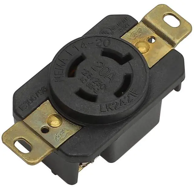 Main image of Nema L14-20R 20A 125/250V 3 Pole 4 Wire Industrial Grade Locking Female Receptacle Connector, Industrial Twist Lock L14-20 20-Amp Generator Receptacle. UL CUL certificated LK-2421F