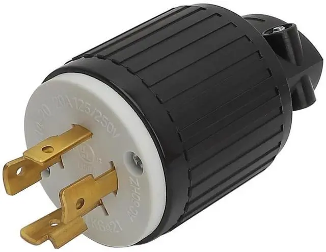 Main image of Nema L14-20P Flanged Outlet with Waterproof Cover, 14-20P Lock in 3 Pole 4 Wire 20AMP 125/250V Male Receptacle, UL Verified Nema L14-20P Outlet Black Color