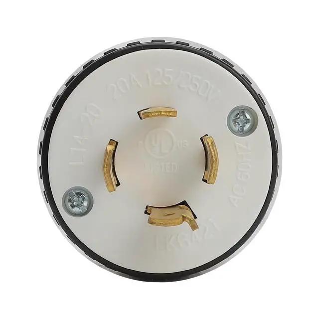 Alt view image 3 of 7 - Nema L14-20P Flanged Outlet with Waterproof Cover, 14-20P Lock in 3 Pole 4 Wire 20AMP 125/250V Male Receptacle, UL Verified Nema L14-20P Outlet Black Color