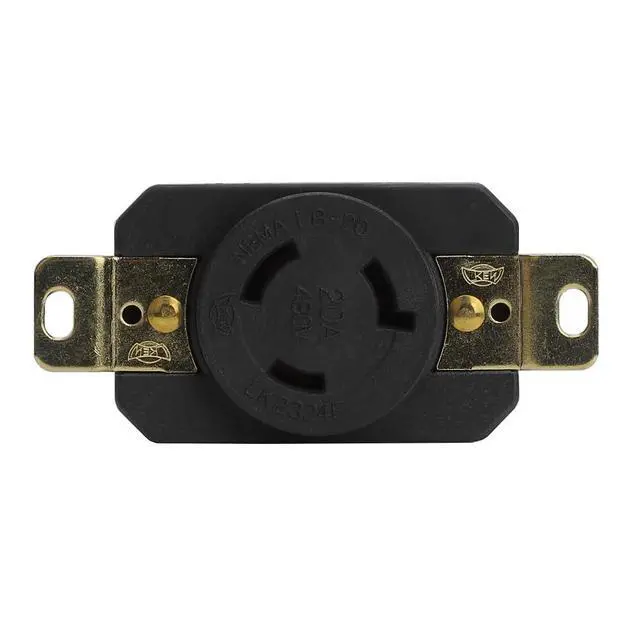 Alt view image 5 of 6 - Nema L8-20R 20A 480V 2 Pole 3 Wire Industrial Grade Locking Female Receptacle Connector, Industrial Twist Lock L8-20 20-Amp Generator Receptacle. LK-2324F Black