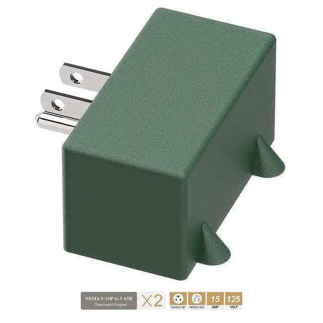 Alt view image 4 of 7 - Direction Changer Power Adapter, US 3-Prong Downward Angled AC Adapter,1 Male to 2 Female Right Angled Adapter, 5-15P Male to Dual 5-15R Female 90 Degree Adapter Black Color