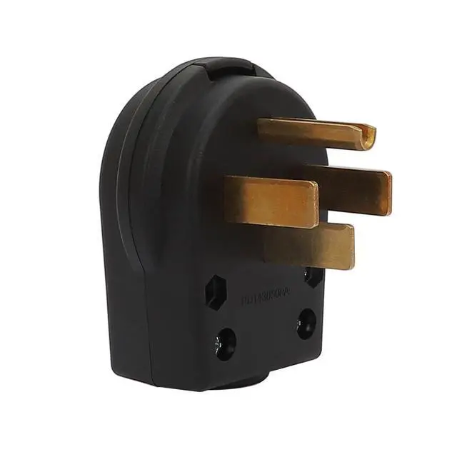 Alt view image 2 of 5 - Nema 14-50P 50 Amp 125/250 Volt Angle Plug, 3 Pole 3 Wire Grounding Straight Blade for Dryer and Ranges, Works with Cable OD Max. 1.0 Inch