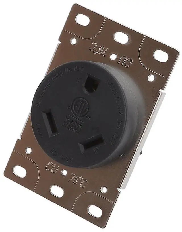 Main image of NEMA TT-30R 30 Amps 125V 2 Pole 3 Wire Flush Mounting Receptacle, ETL Listed Straight Blade Power Outlet for Welder/Generator, Heavy Duty Industrial Grade, Grounding