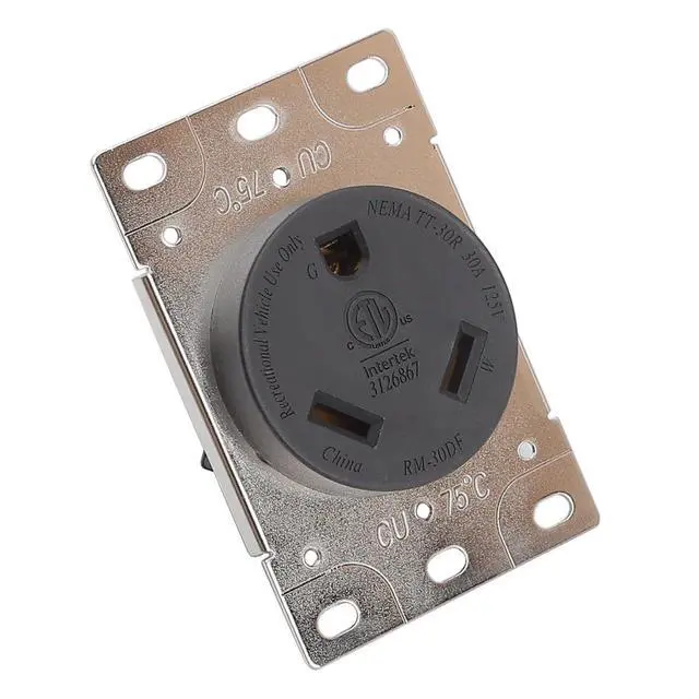 Alt view image 2 of 5 - NEMA TT-30R 30 Amps 125V 2 Pole 3 Wire Flush Mounting Receptacle, ETL Listed Straight Blade Power Outlet for Welder/Generator, Heavy Duty Industrial Grade, Grounding