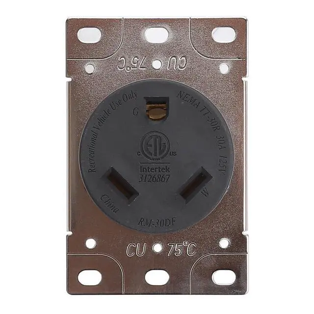 Alt view image 3 of 5 - NEMA TT-30R 30 Amps 125V 2 Pole 3 Wire Flush Mounting Receptacle, ETL Listed Straight Blade Power Outlet for Welder/Generator, Heavy Duty Industrial Grade, Grounding