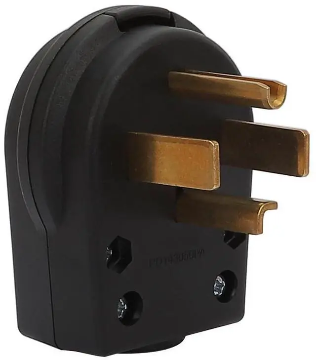 Alt view image 2 of 6 - Nema 14-30P 30 Amp 125/250 Volt Angle Plug, 3 Pole 3 Wire Grounding Straight Blade for Dryer and Ranges, Works with Cable OD Max. 1.06 Inch