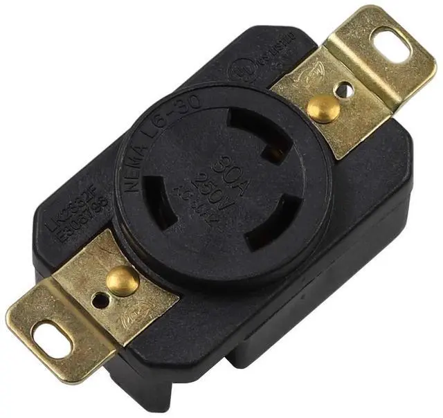 Main image of Nema L6-30R 30A 250V 2 Pole 3 Wire Industrial Grade Locking Female Receptacle Connector, Industrial Twist Lock L6-30 30-Amp Generator Receptacle. LK-2332F