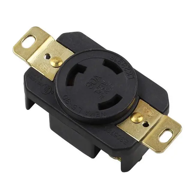 Alt view image 2 of 5 - Nema L5-30R 30A 125V 2 Pole 3 Wire Industrial Grade Locking Female Receptacle Connector, Industrial Twist Lock L5-30 30-Amp Generator Receptacle. LK-2331F