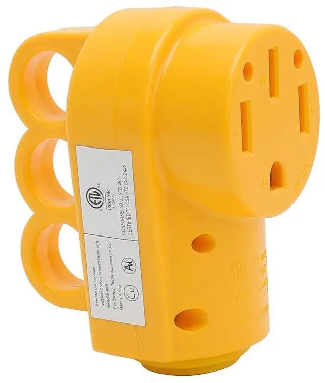 Alt view image 2 of 6 - Nema 14-50R 50 Amp Heavy Duty Dryer Replacement Socket, Nema 14-50R Female, 50AMP Replacement Power Plug For Dryers, 50A 125V 250V Socket with Handle yellow