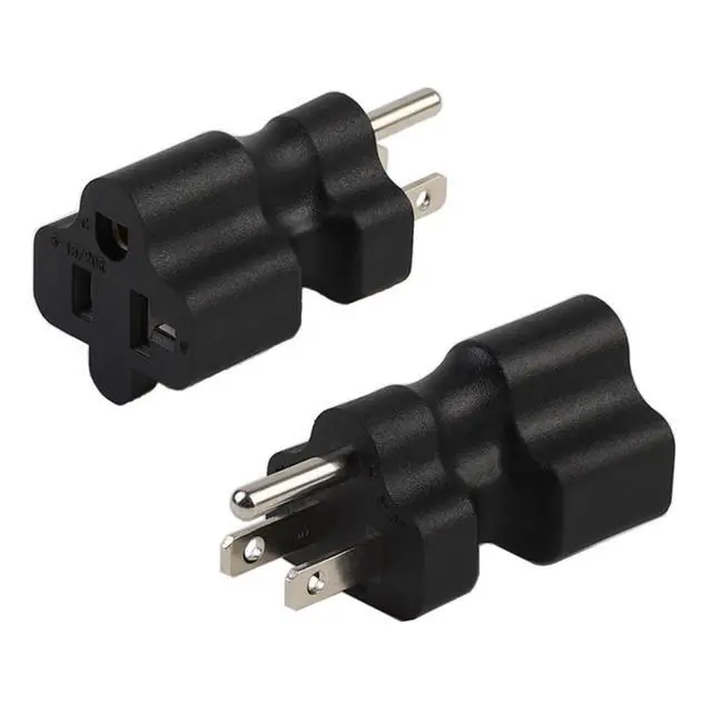 Alt view image 3 of 5 - (2xPCS) Nema 15 Amp to 20 Amp Plug Adapter Low Profile NEMA 5-15P to 5-15/20R (Comb 20Amp T Blade) 15 Amp Household Plug to 20 Amp T-Blade AC Power Adapter