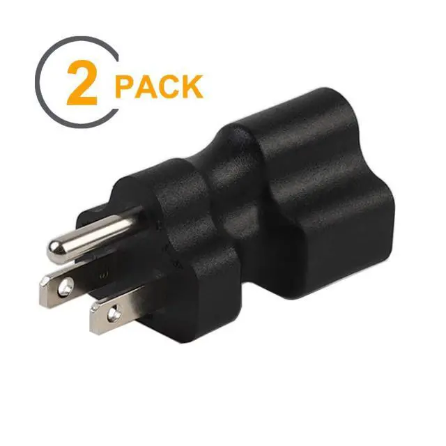 Alt view image 2 of 5 - (2xPCS) Nema 15 Amp to 20 Amp Plug Adapter Low Profile NEMA 5-15P to 5-15/20R (Comb 20Amp T Blade) 15 Amp Household Plug to 20 Amp T-Blade AC Power Adapter