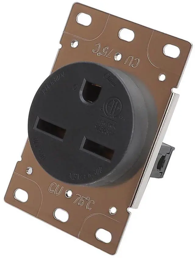 Main image of NEMA 6-30R 30 Amps 250V 2 Pole 3 Wire Flush Mounting Receptacle, ETL Listed Straight Blade Power Outlet for Welder/Generator, Heavy Duty Industrial Grade, Grounding