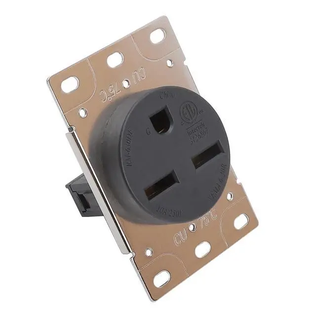 Alt view image 2 of 5 - NEMA 6-30R 30 Amps 250V 2 Pole 3 Wire Flush Mounting Receptacle, ETL Listed Straight Blade Power Outlet for Welder/Generator, Heavy Duty Industrial Grade, Grounding