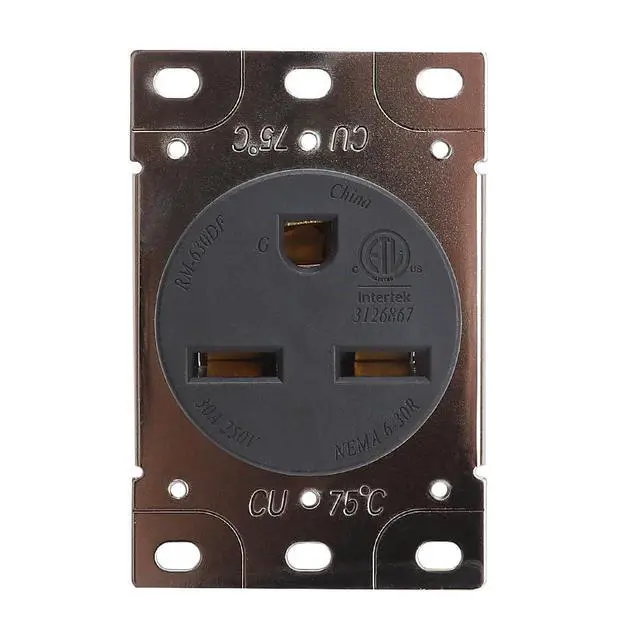 Alt view image 3 of 5 - NEMA 6-30R 30 Amps 250V 2 Pole 3 Wire Flush Mounting Receptacle, ETL Listed Straight Blade Power Outlet for Welder/Generator, Heavy Duty Industrial Grade, Grounding