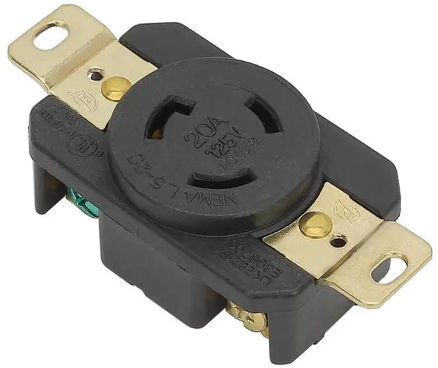Alt view image 2 of 6 - Nema L5-20R 20A 125V 2 Pole 3 Wire Industrial Grade Locking Female Receptacle Connector, Industrial Twist Lock L5-20 20-Amp Generator Receptacle. LK-2321F