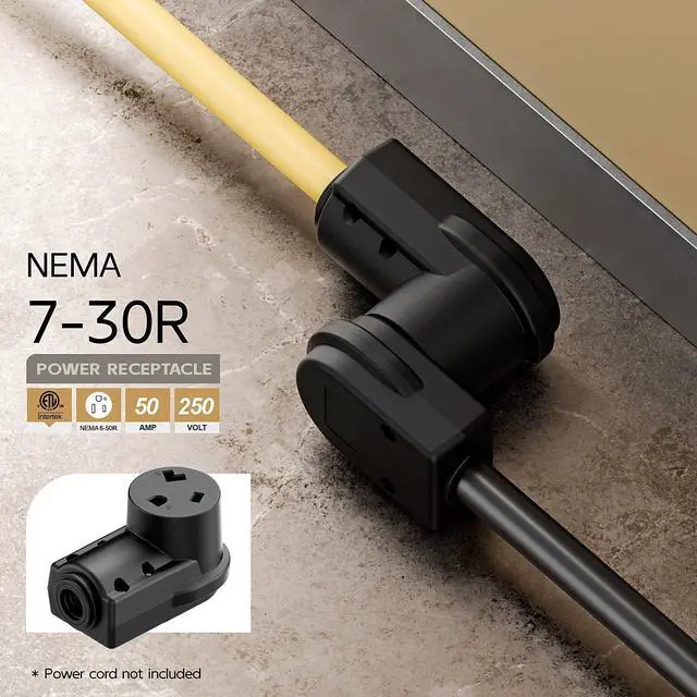 Alt view image 6 of 7 - NEMA 7-30R Plug,7-30R 30A/277V Female Socket (ETL Certified) 30Amp 277Volt Cord End Receptacle, Heavy Duty 3-Prong Connector, Black Color