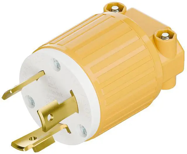 Main image of NEMA L7-30P Locking Plug, (ETL Listed) Cord End Connector, Twist Lock L7-30P 30Amp 277Volt Male AC Connector, Industrial Grade 30A 277V Replacement Socket PDL730P Yellow Color