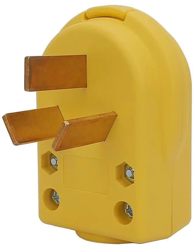 Main image of Nema 10-50P Plug, 50 Amp 125/250 Volt, 3 Pole 3 Wire Grounding, Straight Blade, Yellow, Rohs, Reach, Dryer, Range, Industrial, Electrical Plug