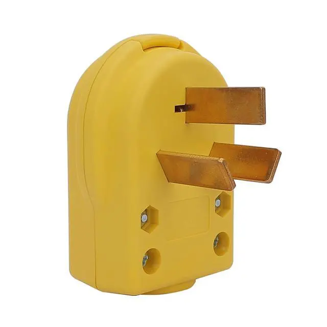 Alt view image 2 of 6 - Nema 10-50P Plug, 50 Amp 125/250 Volt, 3 Pole 3 Wire Grounding, Straight Blade, Yellow, Rohs, Reach, Dryer, Range, Industrial, Electrical Plug