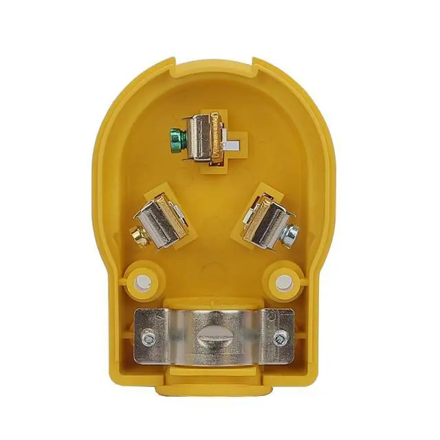 Alt view image 4 of 6 - Nema 10-50P Plug, 50 Amp 125/250 Volt, 3 Pole 3 Wire Grounding, Straight Blade, Yellow, Rohs, Reach, Dryer, Range, Industrial, Electrical Plug