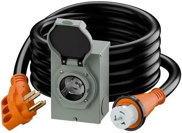 Main image of Nema SS 2-50P Waterproof RV 50Amp Power Inlet Box and SS 2-50P Extension Cable 15FT AC0069