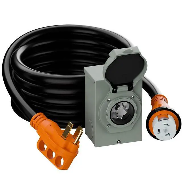 Alt view image 2 of 6 - Nema SS 2-50P Waterproof RV 50Amp Power Inlet Box and SS 2-50P Extension Cable 15FT AC0069