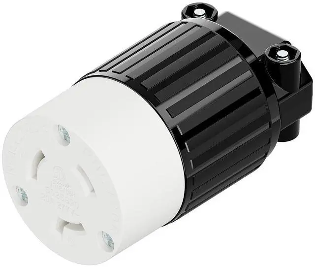 Main image of NEMA L7-20R Locking Plug, (ETL Listed) Cord End Connector, Twist Lock L7-20 20Amp 277Volt Female AC Connector, Industrial Grade 20A 277V Replacement Socket PDL720R Black and White Color