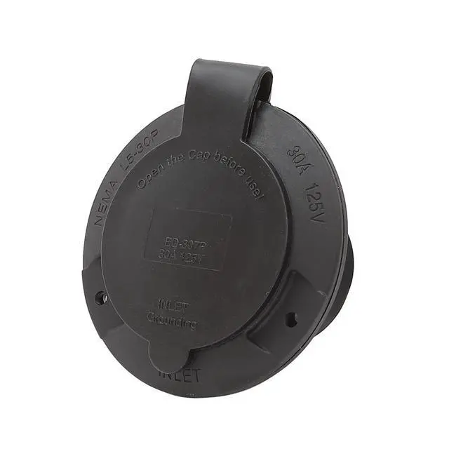 Alt view image 4 of 6 - Nema L5-30P Flanged Intlet with Waterproof Cover, L5-30P Lock in 30AMP 125/250V Male Power Inlet, 30AMP Generator Inlet ETL Verified Nema L5-30 Power Inlet Black Color