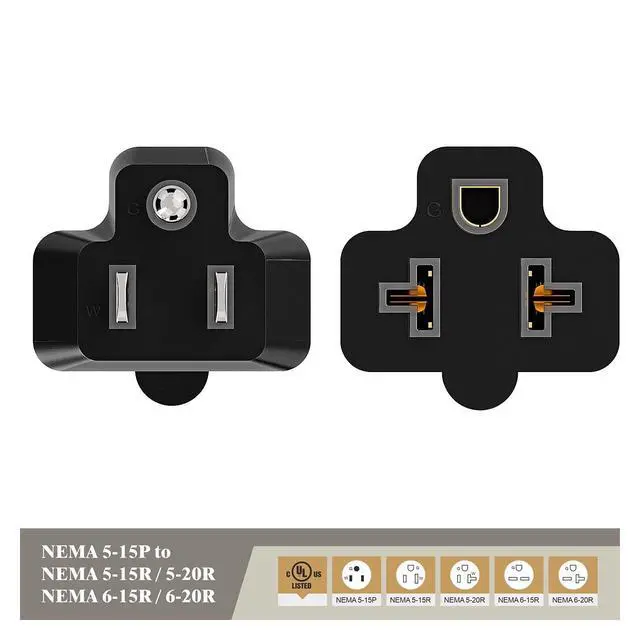 Alt view image 3 of 7 - Four in One Nema 5-15P 15 Amp AC Plug to 20 Amp 125V Adapter,5-15P to 5-20R,5-15P to 6-15R,5-15P to 6-20R, 4 in 1 AC Power Adapter