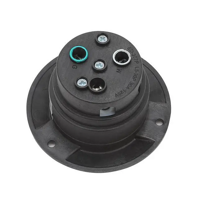 Alt view image 5 of 6 - Nema L5-30P Flanged Intlet with Waterproof Cover, L5-30P Lock in 30AMP 125/250V Male Power Inlet, 30AMP Generator Inlet ETL Verified Nema L5-30 Power Inlet Black Color