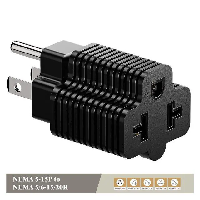 Alt view image 2 of 7 - Four in One Nema 5-15P 15 Amp AC Plug to 20 Amp 125V Adapter,5-15P to 5-20R,5-15P to 6-15R,5-15P to 6-20R, 4 in 1 AC Power Adapter
