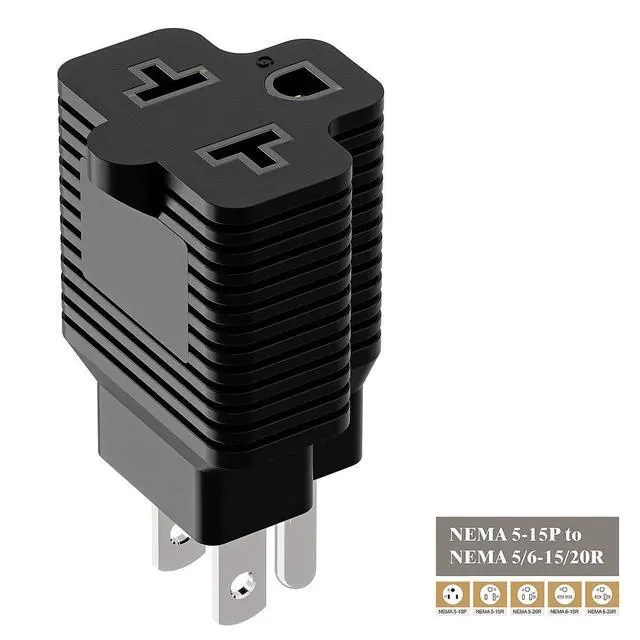 Alt view image 5 of 7 - Four in One Nema 5-15P 15 Amp AC Plug to 20 Amp 125V Adapter,5-15P to 5-20R,5-15P to 6-15R,5-15P to 6-20R, 4 in 1 AC Power Adapter