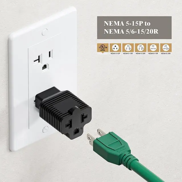 Alt view image 7 of 7 - Four in One Nema 5-15P 15 Amp AC Plug to 20 Amp 125V Adapter,5-15P to 5-20R,5-15P to 6-15R,5-15P to 6-20R, 4 in 1 AC Power Adapter