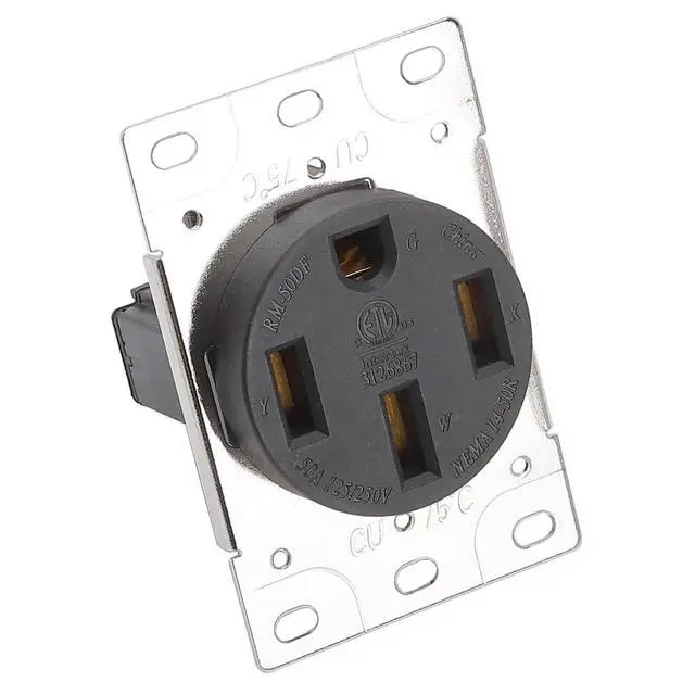 Alt view image 2 of 5 - NEMA 14-50R 50 Amps 125/250V 3 Pole 4 Wire Flush Mounting Receptacle, ETL Listed Straight Blade Power Outlet for Welder/Generator, Heavy Duty Industrial Grade, Grounding