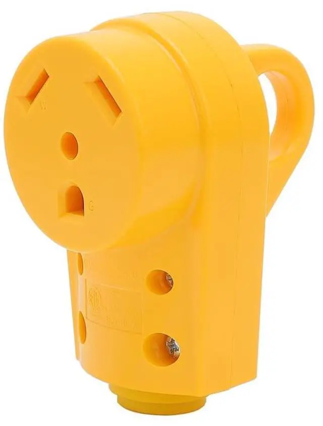Main image of Nema TT-30R 30Amp 125V Female Socket Heavy Duty RV Replacement Socket for Camper Trailer Extension Power Cord. 30A 125V Camper Trailer AC Receptacle Yellow