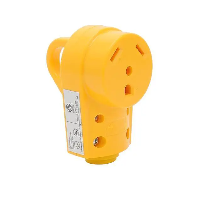 Alt view image 2 of 5 - Nema TT-30R 30Amp 125V Female Socket Heavy Duty RV Replacement Socket for Camper Trailer Extension Power Cord. 30A 125V Camper Trailer AC Receptacle Yellow