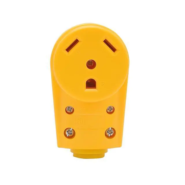 Alt view image 3 of 5 - Nema TT-30R 30Amp 125V Female Socket Heavy Duty RV Replacement Socket for Camper Trailer Extension Power Cord. 30A 125V Camper Trailer AC Receptacle Yellow