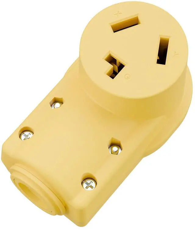 Main image of NEMA 10-30R Plug,10-30 30A/125/250V Female Connector, (ETL Certified) 30Amp 125/250Volt Cord End Socket, Female 30A Dryer Receptacle, Heavy Duty, Yellow Color