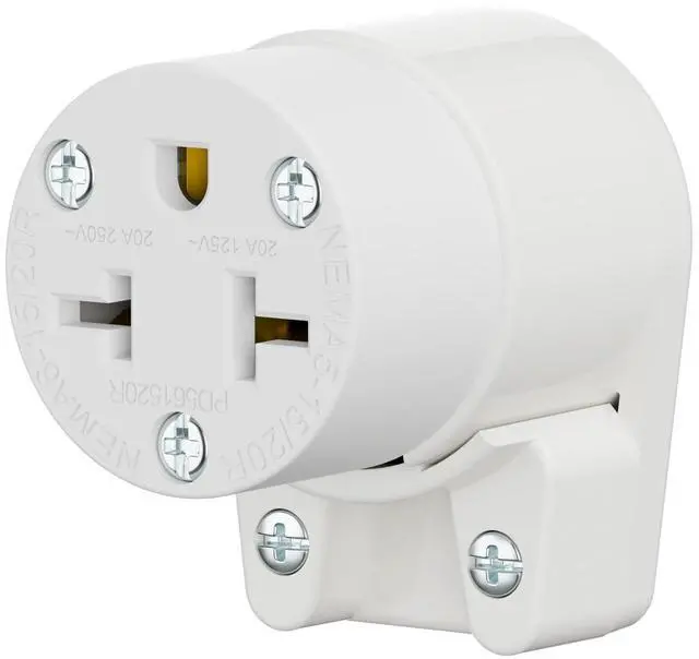 Main image of Right Angled Four-in-One Heavy Duty Polarized NEMA 5-15R/5-20R/6-15R/6-20R Female Receptacle,15A/20A 125VOLT, 15A/20A 250V NEMA 4-in-1 Connector, Straight Female Socket White Collor