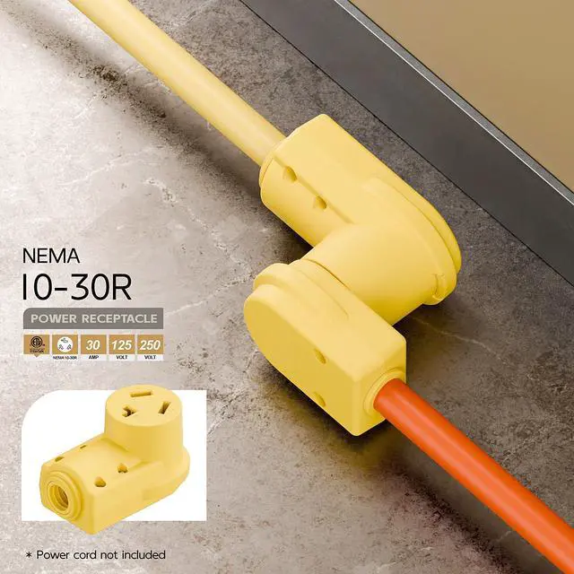 Alt view image 6 of 7 - NEMA 10-30R Plug,10-30 30A/125/250V Female Connector, (ETL Certified) 30Amp 125/250Volt Cord End Socket, Female 30A Dryer Receptacle, Heavy Duty, Yellow Color