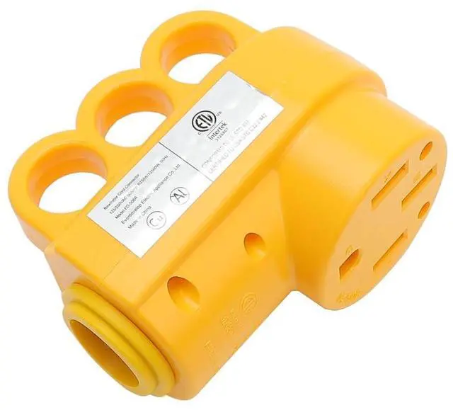 Alt view image 5 of 6 - Nema 14-50R 50 Amp Heavy Duty Dryer Replacement Socket, Nema 14-50R Female, 50AMP Replacement Power Plug For Dryers, 50A 125V 250V Socket with Handle yellow