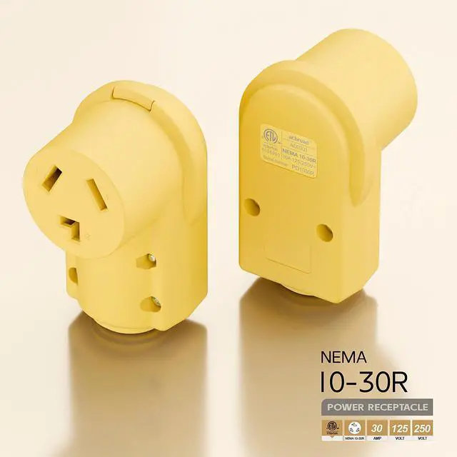 Alt view image 2 of 7 - NEMA 10-30R Plug,10-30 30A/125/250V Female Connector, (ETL Certified) 30Amp 125/250Volt Cord End Socket, Female 30A Dryer Receptacle, Heavy Duty, Yellow Color