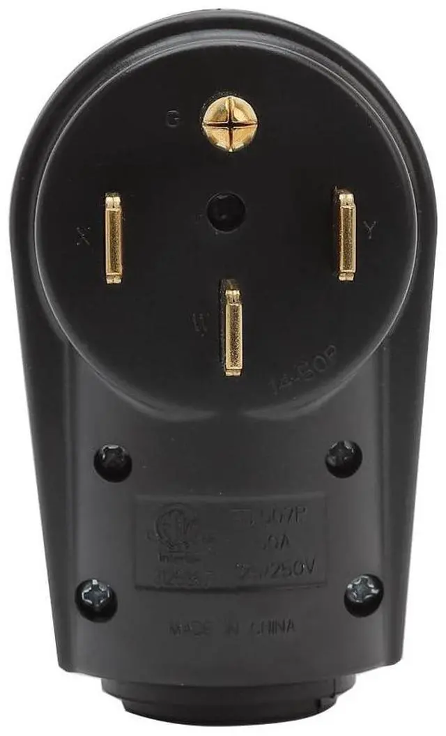 Alt view image 4 of 5 - Nema 14-50P 4-Prong 50 Amp Heavy Duty Dryer Replacement Plug, Nema 14-50P Male, 50AMP Replacement Power Assembly Plug for Dryers, 50A 125V 250V Plug with Handle
