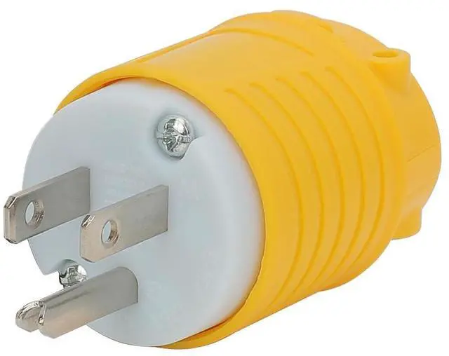 Main image of USA 3-Prong Male AC Plug, ETL Nema 5-15P 3 Pole Straight Blade DIY Rewirable, 15A 125V USA 3Pin Connector, Nema 5-15 Male US 3Pole AC Power Plug, Yellow