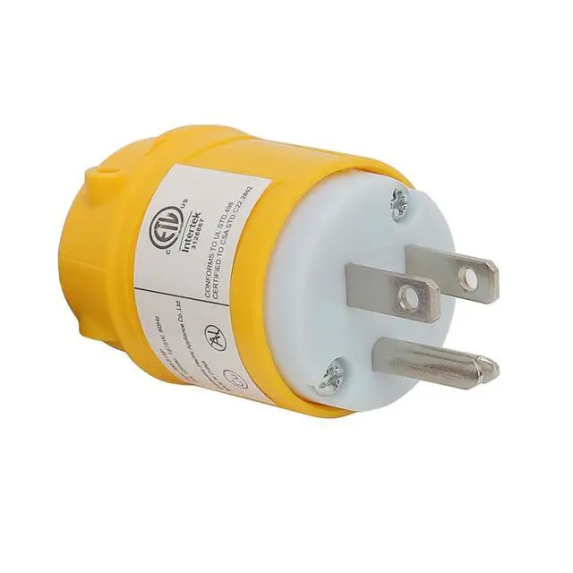 Alt view image 2 of 5 - USA 3-Prong Male AC Plug, ETL Nema 5-15P 3 Pole Straight Blade DIY Rewirable, 15A 125V USA 3Pin Connector, Nema 5-15 Male US 3Pole AC Power Plug, Yellow